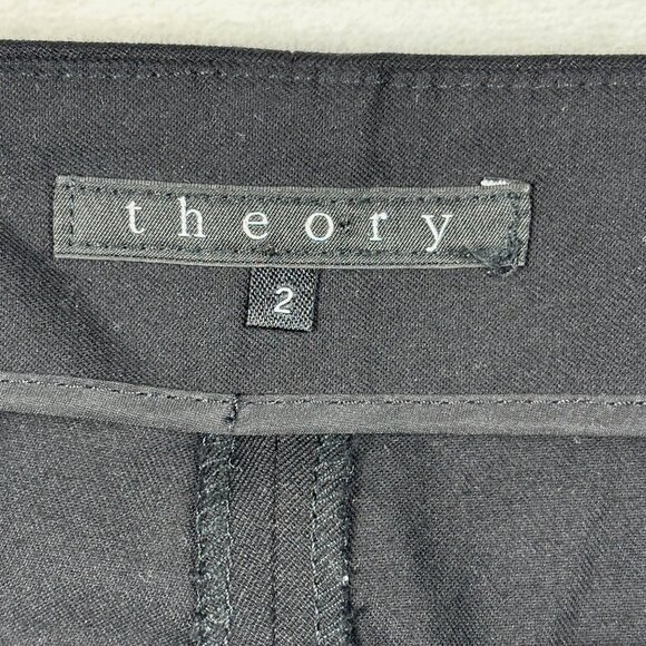 Theory Belisa BiStretch Black Slim Fit Pants Size 2 Stretch Tailored Workwear - Picture 4 of 11